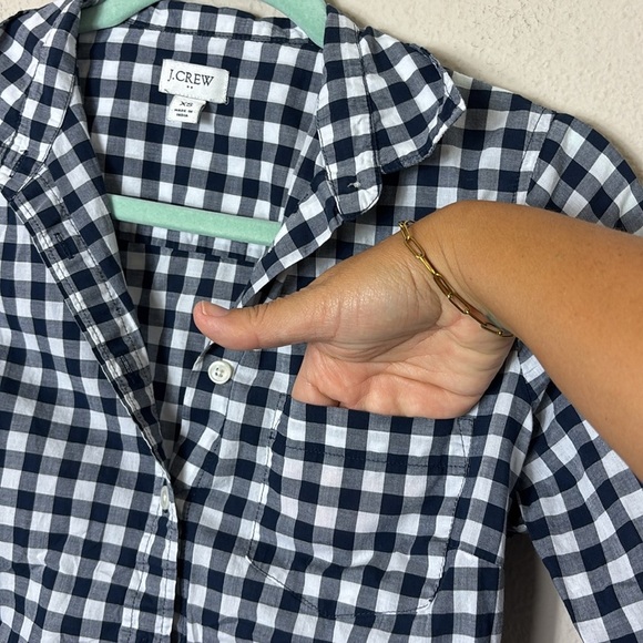 J. Crew Button Down in Gingham Check Navy Blue White size XS - Picture 6 of 9